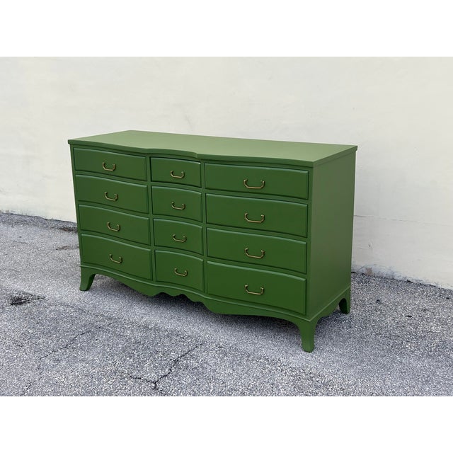 Mid-Century Modern Late 20th Century Green Dresser of Twelve Drawers For Sale - Image 3 of 14