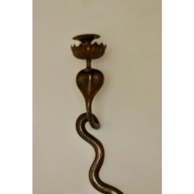 Egyptian Revival Style Engraved Brass Cobra Sconces, Set of 2 For Sale - Image 4 of 18