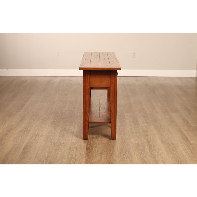 Broyhill Attic Heirlooms Country Style Oak Console Table For Sale - Image 12 of 15