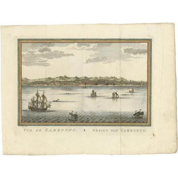 J. van Schley, Vue de Samboupo - Face of Samboepo, 1750, Paper For Sale - Image 5 of 5