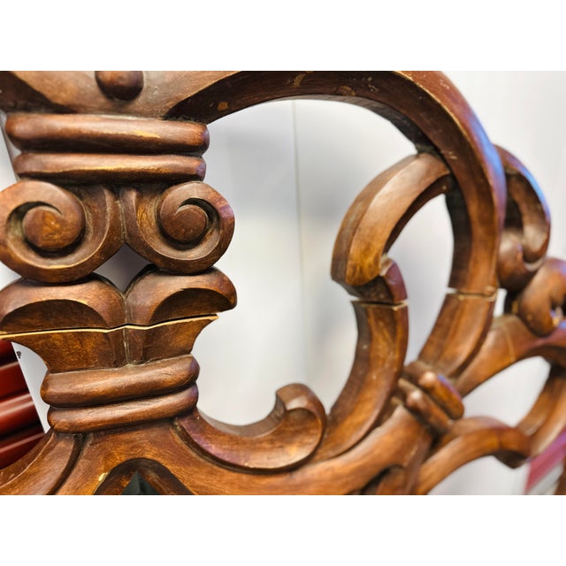 Large 60in Ornate Carved Wood Wall Mirror For Sale - Image 9 of 11