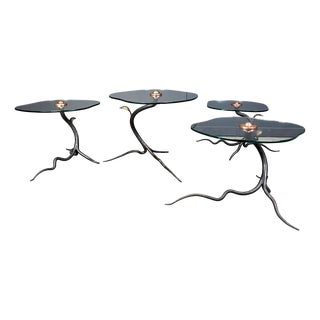 Postmodern Wrought Iron Tree Coffee Tables, 1970s, Set of 4 For Sale