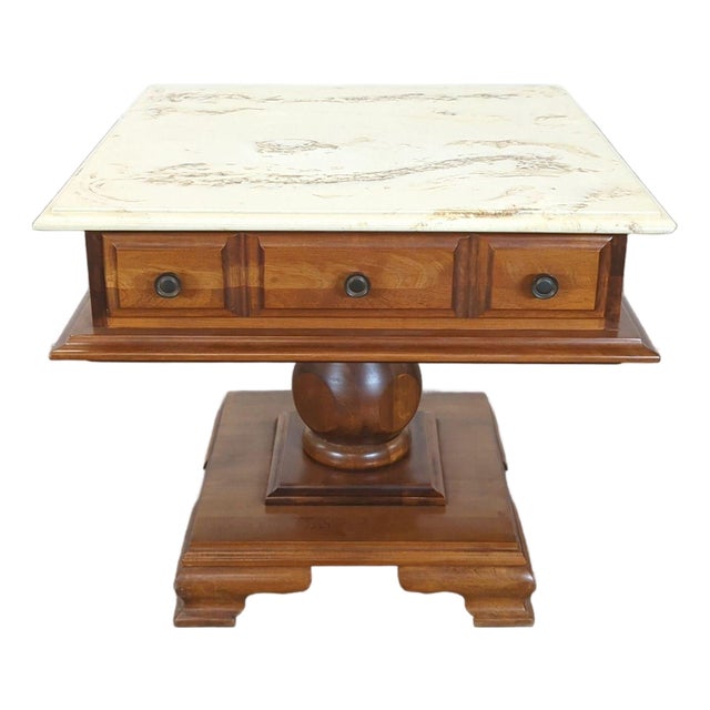 Vintage Marble Top End Table For Sale