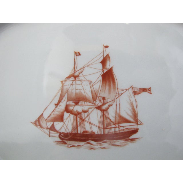 Early 20th Century Spode Copeland Red Gold Trim Ships Trade Winds Sauce Gravy Boat W/Underplate For Sale - Image 5 of 14
