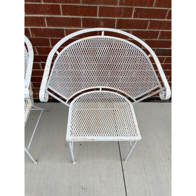 1960s Set of 4 Attributed Woodard Salterini MCM Barrel Back Patio Dining Chairs For Sale - Image 9 of 11