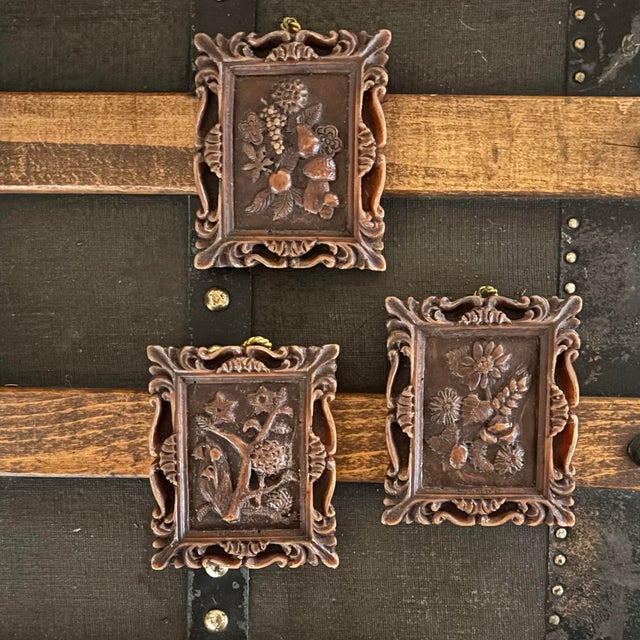 Vintage German Wax Relief Plaques Annemarie Filzmann-Kerschensteiner Collection 8pc 3-D Floral Wall Hangings For Sale - Image 4 of 5