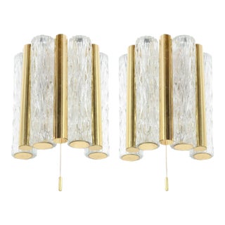 1960s Murano Glass and Brass Sconces by Doria Leuchten, Germany - a Pair For Sale