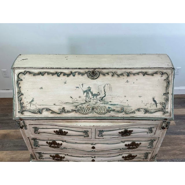1940s 1940s French Louis XV–Style Hand-Painted Secretary Desk by Desbordes, Paris — Provenance Louis Louis Antiques, Greenwich For Sale - Image 5 of 16