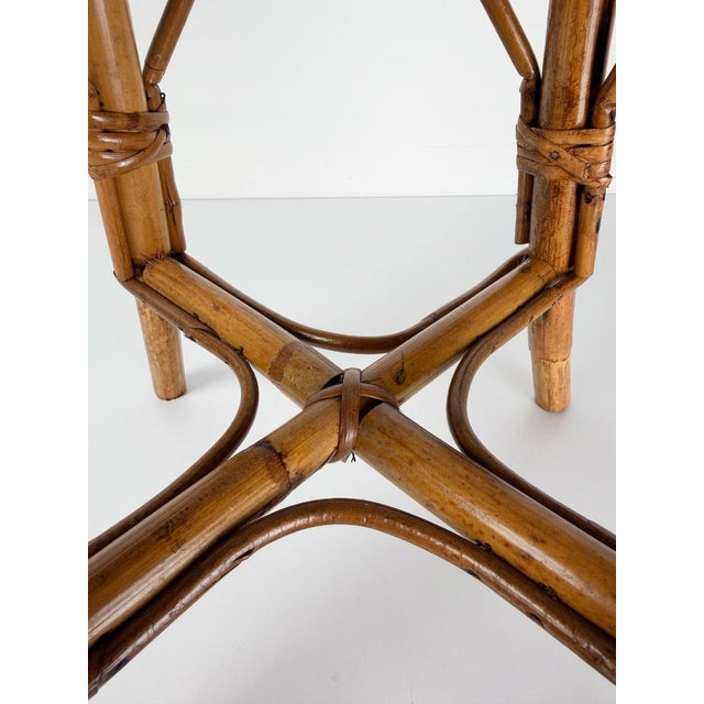 1960s Mid-Century Modern Italian Bamboo and Rattan Stool by Tito Agnoli, 1960s For Sale - Image 5 of 18