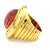 Vintage Italian 18k Gold Carved Rubellite Tourmaline Diamond Bombe Ring, Size 7 For Sale - Image 9 of 10
