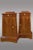 This pair of Danish mahogany cabinets of trapezoidal shape with drawer on top features a door with shelves and hidden...