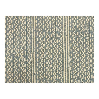 Peter Fasano Angelina Powder Sky Blue Cream Cotton Hand Printed Abstract Upholstery Drapery Fabric For Sale