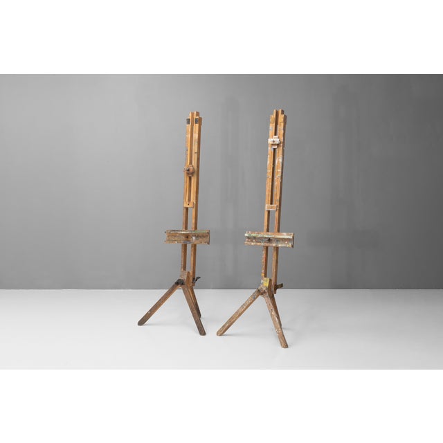 Pair of adjustable artists easels. Circa 1950.