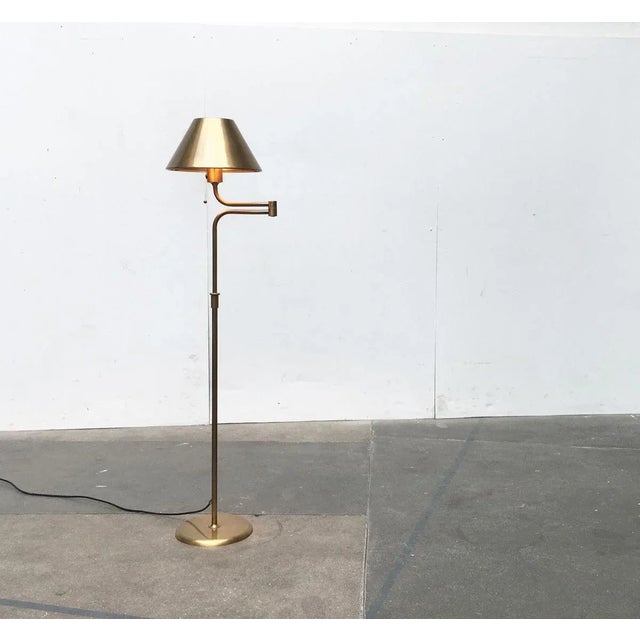 Vintage German Brass Hollywood Regency Style Lesan Floor Lamp by Florian Schulz, 1970s For Sale - Image 3 of 18