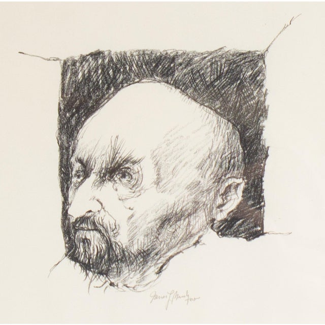 A 1965 charcoal portrait drawing by the American artist James L. Bruch (1942-2023). This detailed work depicts a figure in...