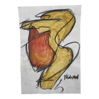 Late 20th Century Charcoal Abstract Drawing Signed Viggiani For Sale