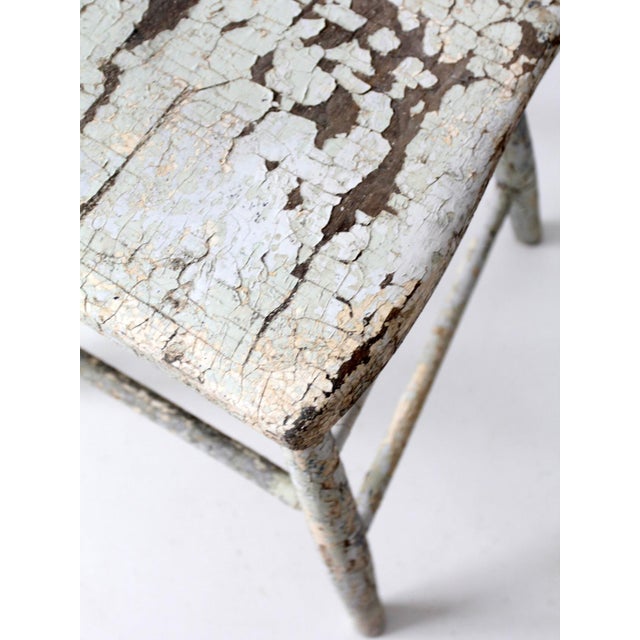 Farmhouse Antique Primitive Plank Seat Chair For Sale - Image 3 of 15