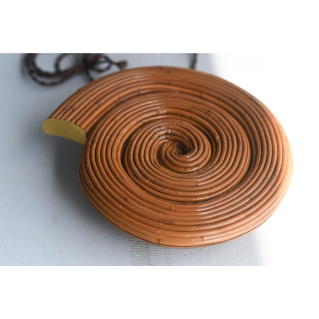 Contemporary Pair of Snail Design Rattan Wall Lamp For Sale - Image 4 of 8