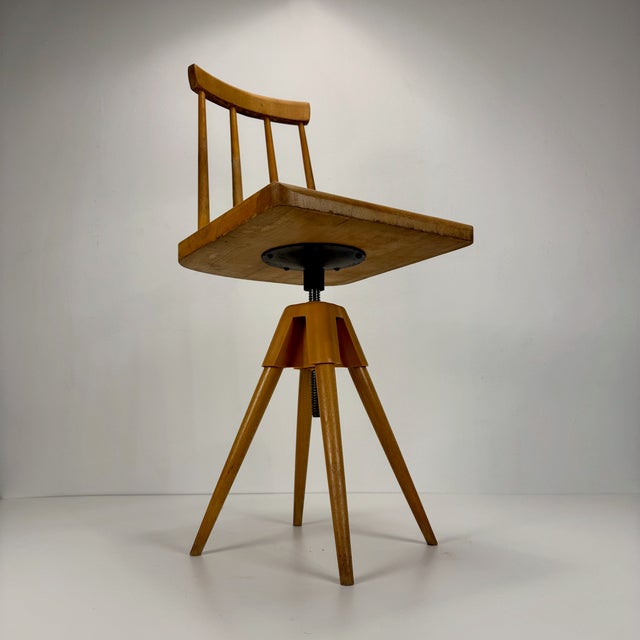 Small Mid-Century Wooden Swivel Chair, 1970s For Sale - Image 6 of 8