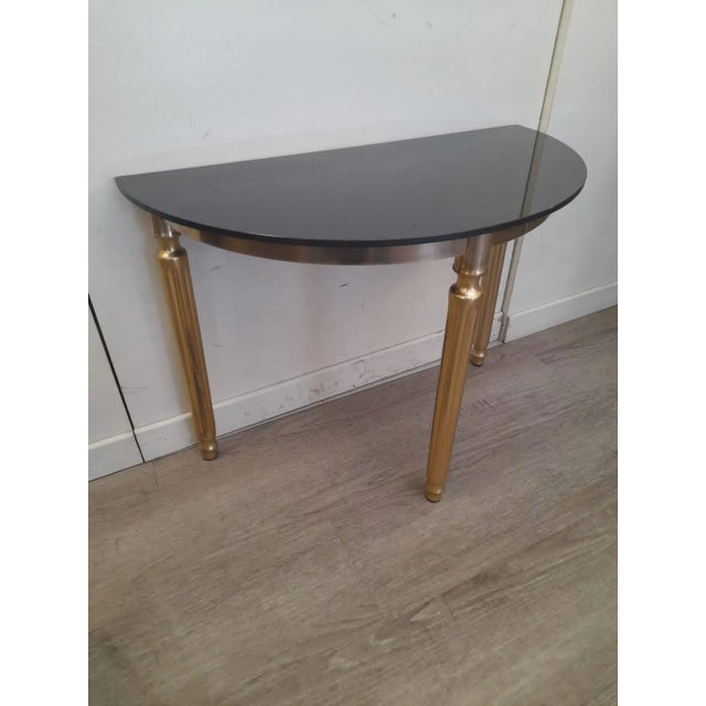 Small Demi-Lune Tables in Golden Brass, 1970s, Set of 2 For Sale - Image 11 of 13