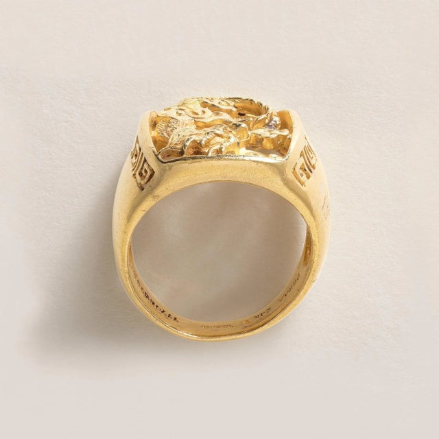 1950s Vintage 24k Solid Gold Lucky Dragon Ring, Size 7 For Sale - Image 5 of 7