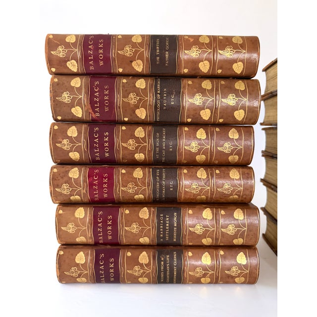 Antique Leather Bound Balzac Books, Set 18 For Sale In Houston - Image 6 of 18