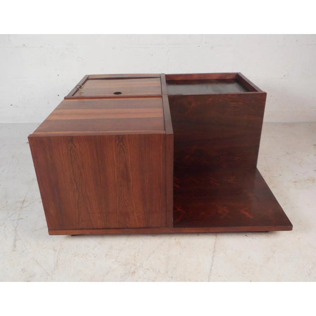 Mid-Century Modern Mid-Century Danish Rosewood Coffee Table or Liquor Cabinet With Folding Tables For Sale - Image 3 of 11