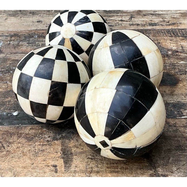 Vintage Decorative Tessellated Stone Spheres - Set of 4 For Sale - Image 12 of 12