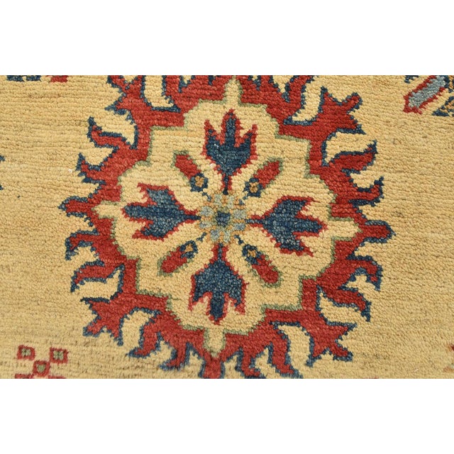 Kazak Rug 3’4” X 4’9” Beige Wool Tribal Hand-Knotted Oriental Carpet For Sale - Image 4 of 13