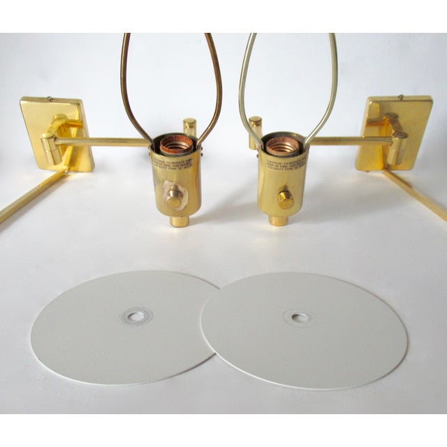 C.1980's Hinson Brass Plated Swing Arm Sconces - Pair For Sale - Image 10 of 18