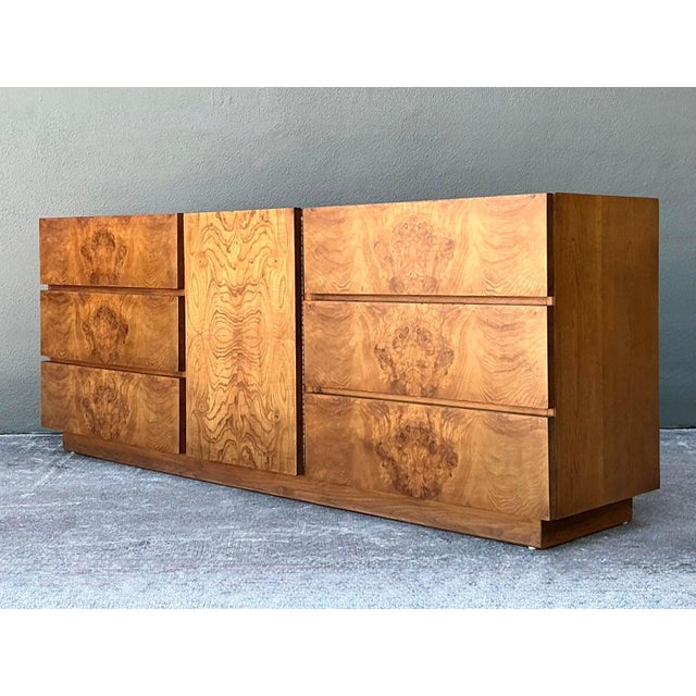 Mid-Century Modern Vintage Lane Book Matched Burl Wood Credenza For Sale - Image 3 of 10