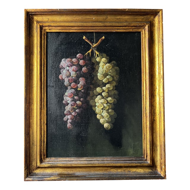Two Bunches of Grapes, Oil on Canvas, 18th Century For Sale