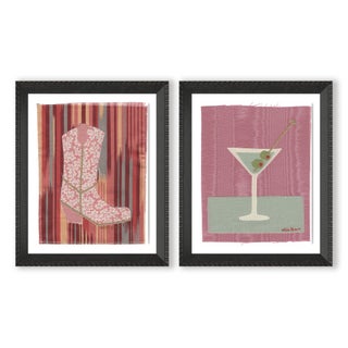 Ole Girl Pearl and Beatrice by Willa Heart in Brimfield Black Frame, Set of 2 Mini Art Prints For Sale
