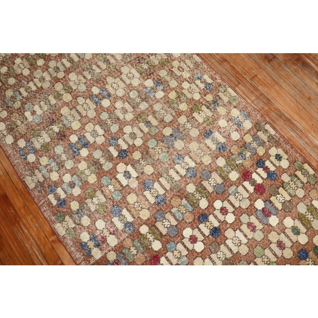 Mid-Century Modern Mid 20th Century Turkish Art Deco Runner - 3'10" x 8'3" For Sale - Image 3 of 18