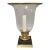 Tall Glass Hurricane Candle Lamp With Marble and Brass Base For Sale