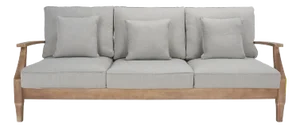 Martinique Wood Patio Sofa - Natural / Grey