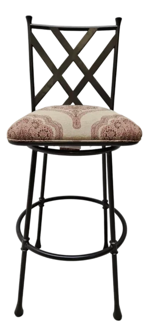 1990s Ethan Allen Biscayne Swivel Counter Bar Stool Wrought Iron