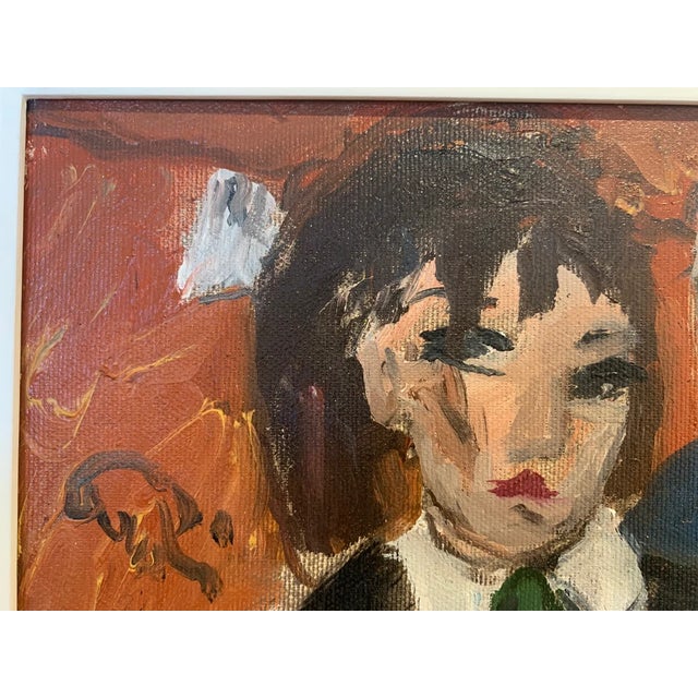 Bruno Paoli "The Jole" Original Italian Modern Figurative Portrait, 20th Century Florence Italy Fine Art Painting, Oil on Canvas, 27.5x23.5" For Sale - Image 4 of 7