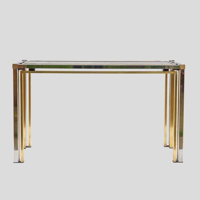 Vintage Italian Console Table in Brass and Chrome Metal, 1970s For Sale - Image 11 of 12
