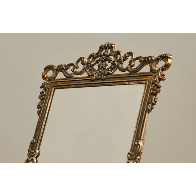 Mid-20th Century Italian Ornate Table Mirror in Patinated Silver-Plated Brass, 1940s For Sale - Image 9 of 12