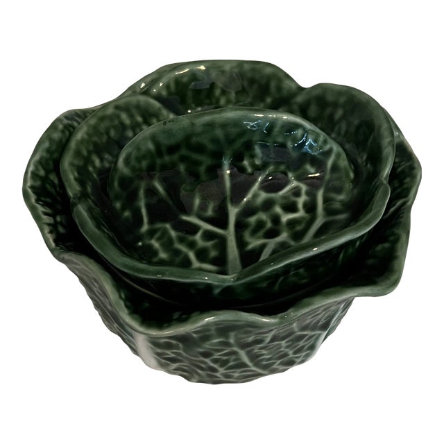 Vintage Majolica CabbageWare Lidded Bowl Chairish