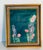 Original abstract floral mixed media on paper by Elia in gold tone antique frame.
