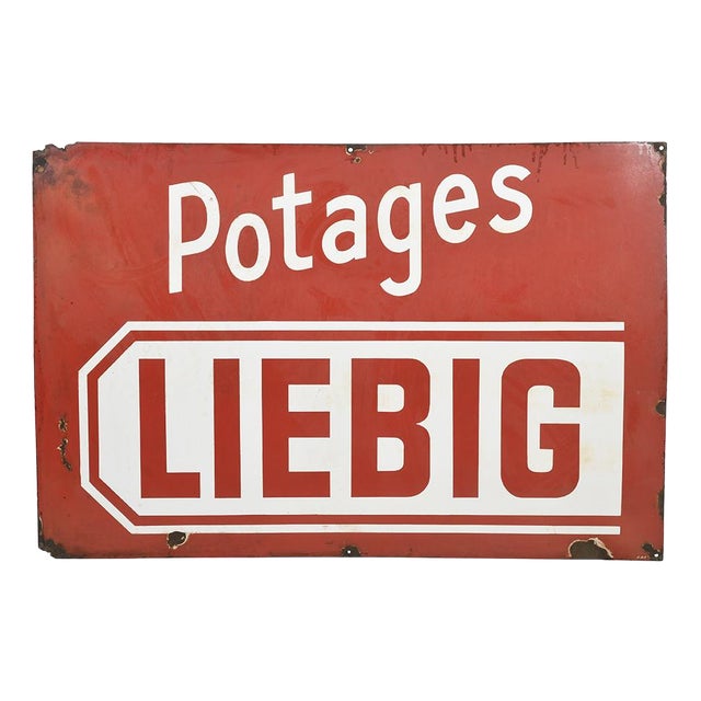 Vintage Liebig Soup Enameled Plate For Sale