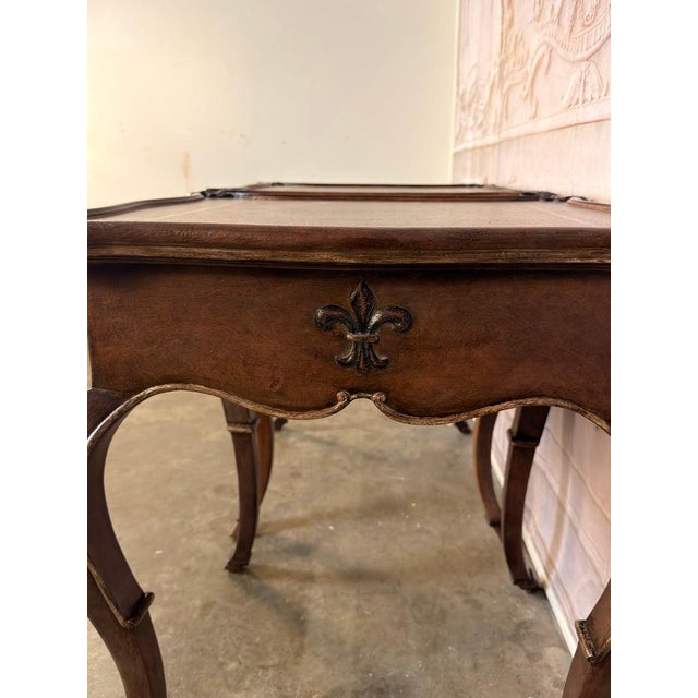 Pair of French Louis XV Faux-Leather Painted Side Tables For Sale - Image 9 of 18