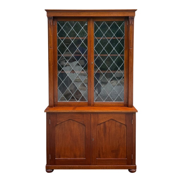 C. 1900 - 1910 Tobey Furniture Premium Hand Made Solid Mahogany Gothic Inspired Library Bookcase - 2 Pieces For Sale