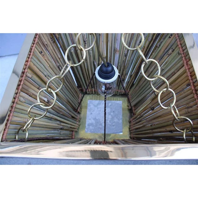 Chandelier in Brass and Bamboo, Italy, 1970s For Sale - Image 11 of 18