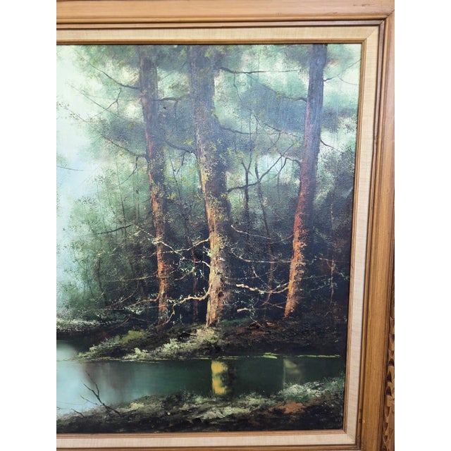 Mid-Century Robert Wollinger Oil on Canvas Forest Landscape Painting For Sale In Tampa - Image 6 of 12