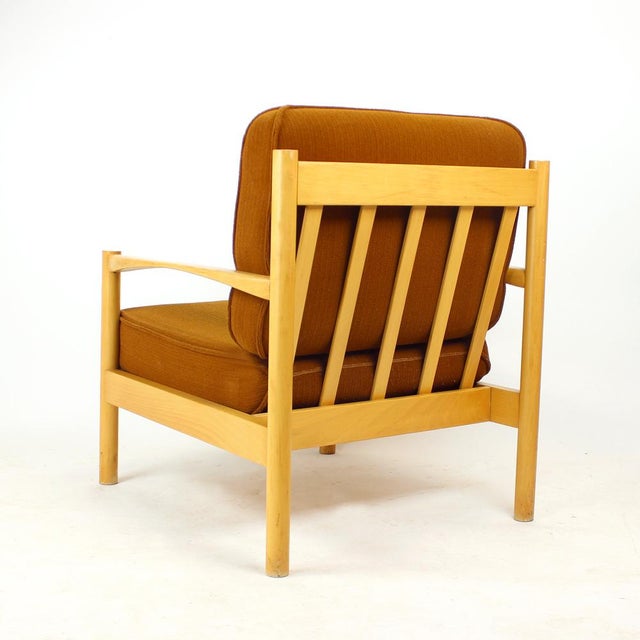 Mid-Century Modern Lounge Chair in Oak, Former Czechoslovakia, 1960s For Sale - Image 3 of 12