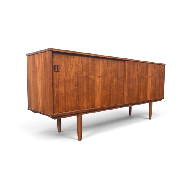 Wood Danish Modern Square Pull Credenza in Teak For Sale - Image 7 of 9