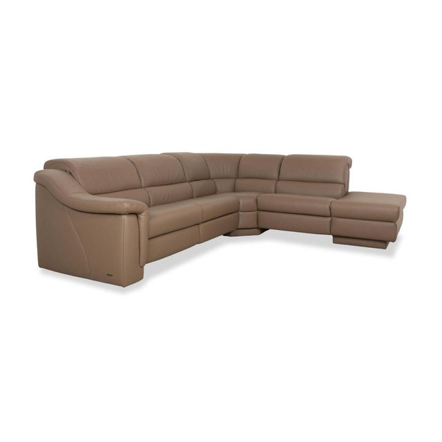 Modern 1301 Leather Corner Sofa in Beige - Taupe from Himolla For Sale - Image 3 of 14